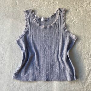 Gray Lace Trim Ribbed Tank Top Size XL